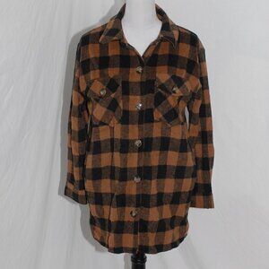 Kori America Womens Small Tunic With Pockets Plaid Thick Winter Sweatshirt EUC